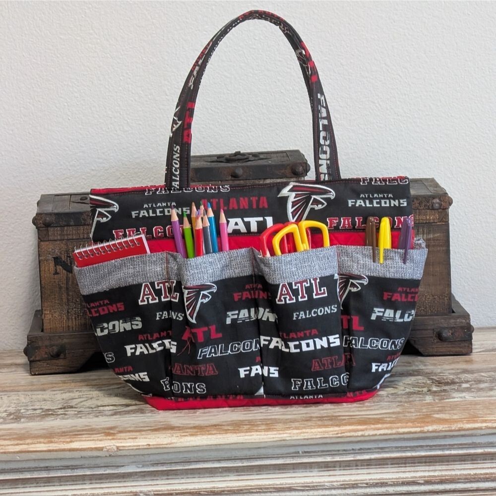 Atlanta Falcons Craft/Organizer/ Bingo Tote Bag, Hand Crafted - Picture 2 of 10